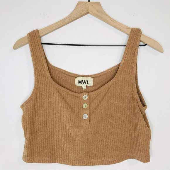 New! Madewell MWL Ribbed Sweater Henley Shell Button Crop Tank Top - Picture 2 of 7